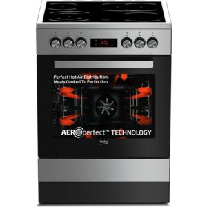 Beko 60x60cm Freestanding Ceramic Electric cooker, 4 Cooking Zones(2 Expandable),8 Cooking Multifunction Oven,72 litres Oven Capacity, new no cartoon